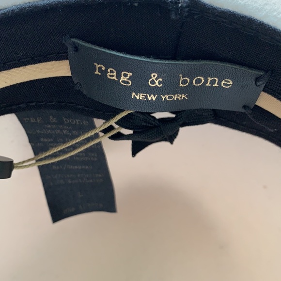 NWT Rag & Bone Off White Wool Wide Brim Floppy Fedora Tan Leather Hatband Large - Picture 11 of 16
